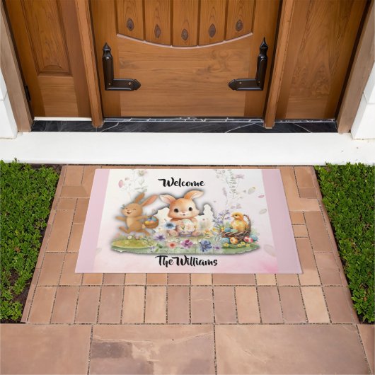 Personalized Easter Bunny Welcome Doormat Fußmatte (Außenbereich)