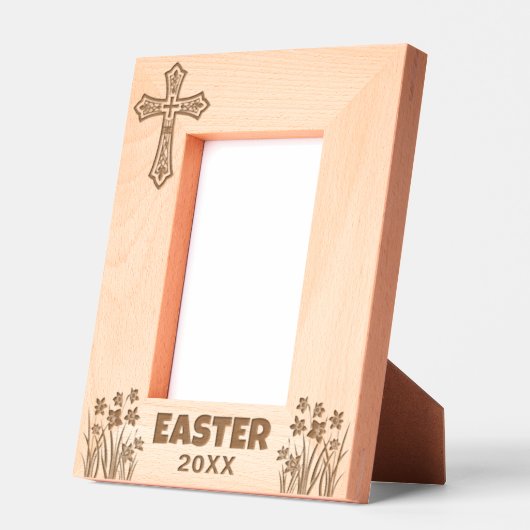 Personalized Easter Cross with Daffodils Geätzte Rahmen (Links)