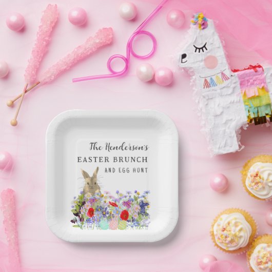 Personalized Easter Egg Hunt Brunch Bunny Floral Pappteller (Party)