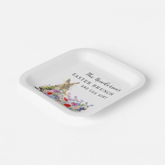 Personalized Easter Egg Hunt Brunch Bunny Floral Pappteller (Gewinkelt)