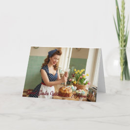 Personalized Easter Pin-Up Retro Greeting Card Dankeskarte