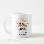 Personalized Eat Sleep Cook Repeat Head Chef Quote Kaffeetasse (Links)