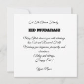 Personalized Eid Mubarak  Modern Greeting  Card Einladung (Rückseite)