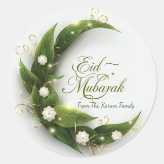 Personalized Eid Mubarak Muslim modern Classic  Runder Aufkleber