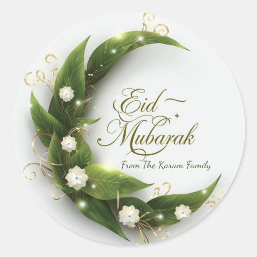 Personalized Eid Mubarak Muslim modern Classic Runder Aufkleber (Vorderseite)