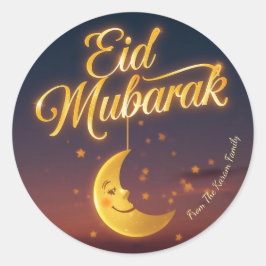 Personalized Eid Mubarak Muslim modern Runder Aufkleber
