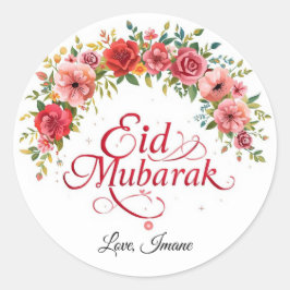 Personalized Eid Mubarak Round Stickers
