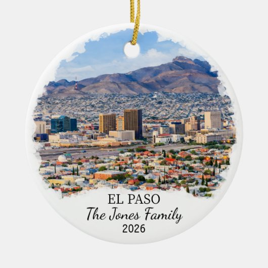 Personalized El Paso Ornament, Custom Texas Keramik Ornament (Vorne)