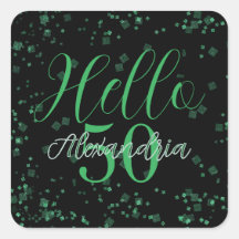 Personalized Elegant Black and Green 50th Birthday