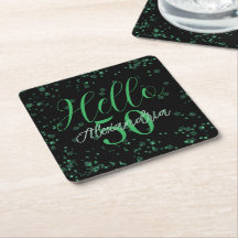 Personalized Elegant Black and Green 50th Birthday
