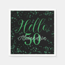 Personalized Elegant Black and Green 50th Birthday