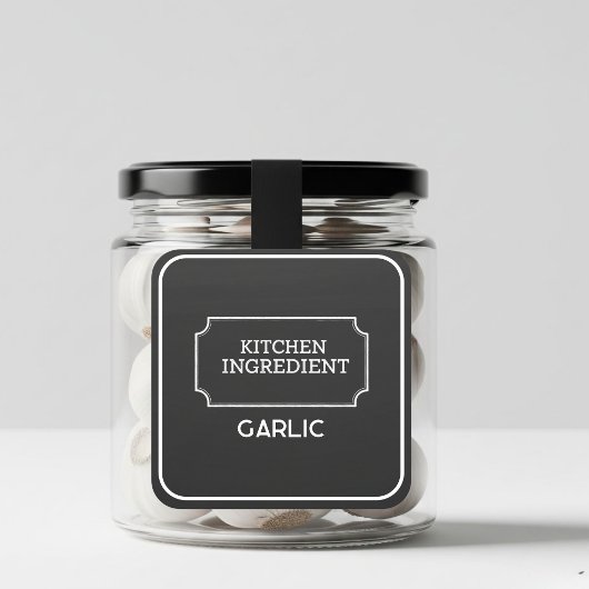 Personalized Elegant Black Square Food Labels  Quadratischer Aufkleber