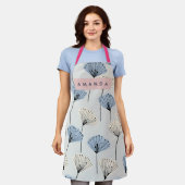 Personalized Elegant Blue Flower Illustration Schürze (Getragen)