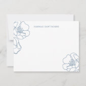 Personalized Elegant Blue Modern Line Art Floral Mitteilungskarte (Vorderseite)
