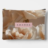 Personalized Elegant Blush Cream Roses Floral  Zubehörtasche (Vorderseite)
