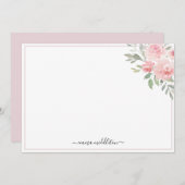 Personalized Elegant Blush Pink Roses and Greenery Mitteilungskarte (Vorne/Hinten)