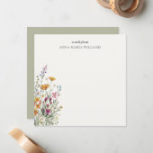 Personalized Elegant Boho Floral Note Card Mitteilungskarte (Vorderseite/Rückseite Beispiel)