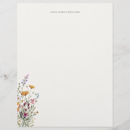  Personalized Elegant Chic Floral Letterhead Briefbogen (Vorderseite)