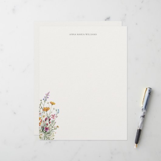  Personalized Elegant Chic Floral Letterhead Briefbogen (Vorderseite/Rückseite Beispiel)