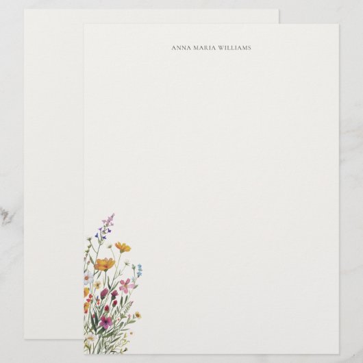  Personalized Elegant Chic Floral Letterhead Briefbogen (Vorne/Hinten)