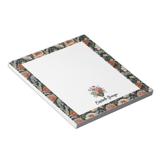 Personalized Elegant Dark Floral Notizblock (angewinkelt)