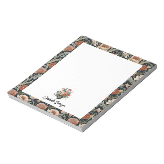 Personalized Elegant Dark Floral Notizblock (Rotiert)