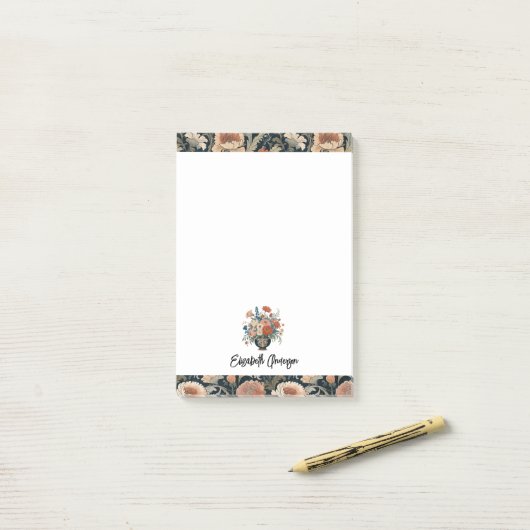 Personalized Elegant Dark Floral Post-it Klebezettel (Auf Schreibtisch)