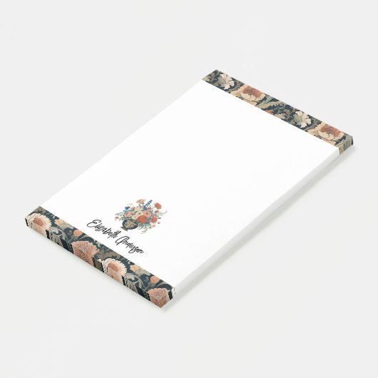 Personalized Elegant Dark Floral Post-it Klebezettel (angewinkelt)