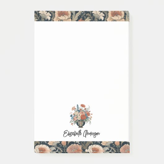 Personalized Elegant Dark Floral Post-it Klebezettel (Vorderseite)