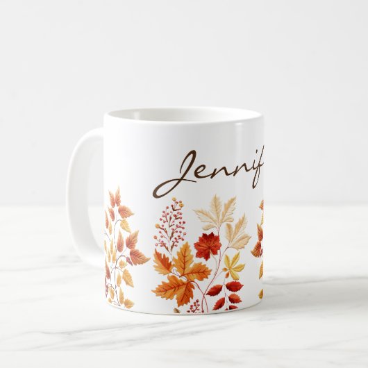Personalized Elegant Fall Floral Embroidered Kaffeetasse (Vorderseite Links)