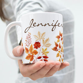 Personalized Elegant Fall Floral Embroidered Kaffeetasse