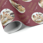 Personalized Elegant Family Photo Red Christmas Geschenkpapier (Rolleneckpunkt)
