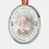 Personalized Elegant First Christmas Baby's Photo Ornament Aus Metall (Links)