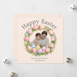 Personalized Elegant Floral Easter  Feiertagskarte