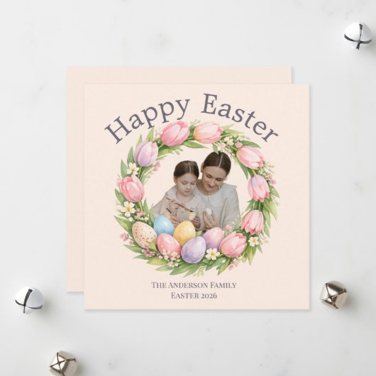 Personalized Elegant Floral Easter Feiertagskarte (Vorderseite/Rückseite Beispiel)