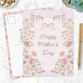 Personalized Elegant Floral Happy Mother’s Day Postkarte