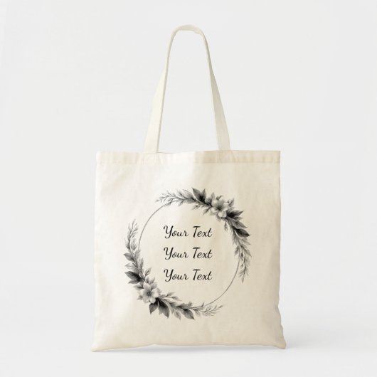 Personalized Elegant Floral Wreath Tote Tragetasche (Vorne)