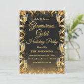 Personalized Elegant Gold Christmas Party Einladung (Stehend Vorderseite)