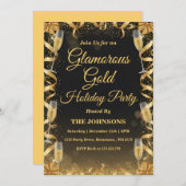 Personalized Elegant Gold Christmas Party Einladung (Vorne/Hinten)