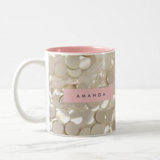 Personalized Elegant Gold Sequin Glam Zweifarbige Tasse (Links)