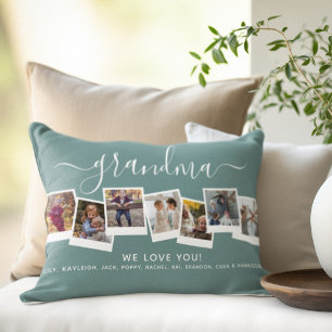 Personalized Elegant Grandma Photo Collage Lendenkissen