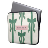Personalized Elegant Green Bow Ribbon  Laptopschutzhülle (Vorderseite Links)
