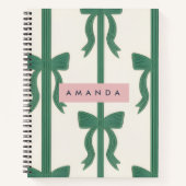 Personalized Elegant Green Bow Ribbon Notizblock (Vorderseite)