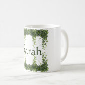Personalized Elegant Green Ivy Botanical Frame Cus Kaffeetasse (VorderseiteRechts)