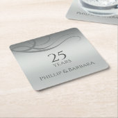 Personalized elegant modern 25th anniversary party rechteckiger pappuntersetzer (angewinkelt)