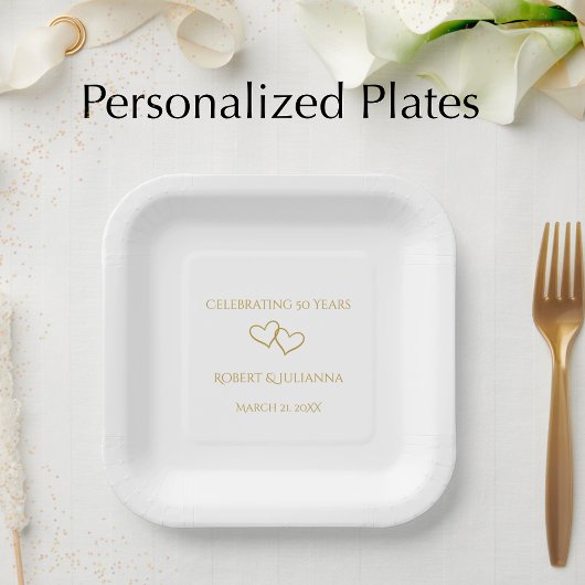 Personalized Elegant Modern 50th Anniversary Party Pappteller