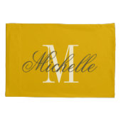 Personalized elegant monogram mustard yellow kissenbezug (Rückseite)