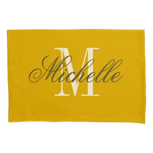 Personalized elegant monogram mustard yellow kissenbezug (Vorderseite)