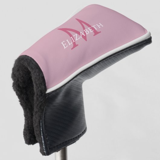 Personalized Elegant Monogram Name Initial Pink Golf Headcover (3/4 Vorderseite)