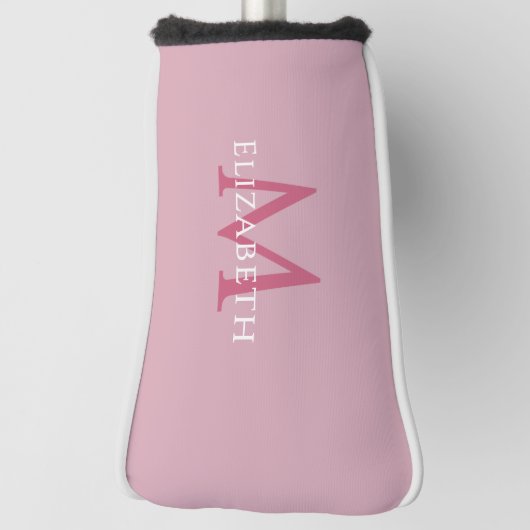 Personalized Elegant Monogram Name Initial Pink Golf Headcover (Rotieren 90)